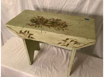 233, Green Stool Bench Hand Painted