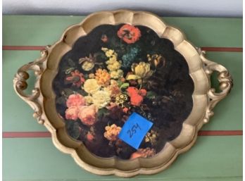 254, Platter With Handles And Gold Edge, Floral Design