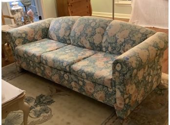 220, Floral Pullout Couch In Blue And Pink