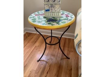 296, Round Cast Iron Legs And Mosaic Top Table With Natural Pattern