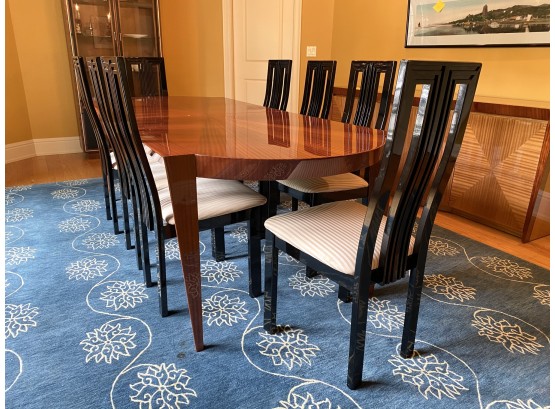 Mid-century Modern Inspired Extendable Dining Table With Inlay Design