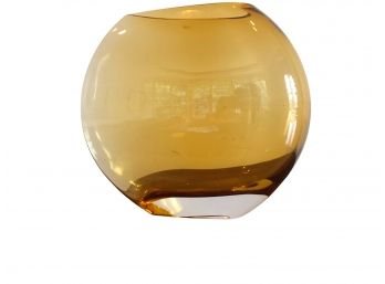 Krosno Poland Large Amber Ombre Glass Vase