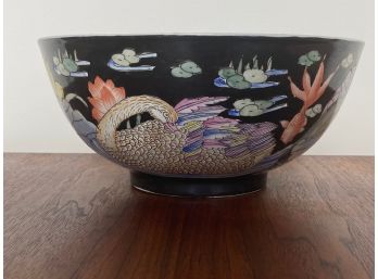 Asian Inspired Embossed Porcelain Decorative Bowl
