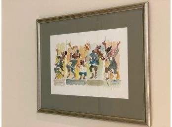 Whimsical Musicians And Dancers Watercolor Signed