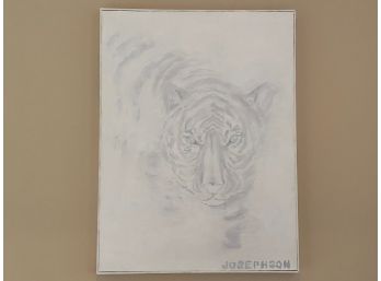 Abstract Monochromatic Tiger Painting On Canvas