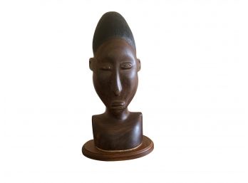 Unique Carved African Bust And Candle Holder