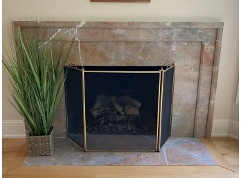 Brass Tri-fold Fire Screen, Does NOT Include  Electric Logs
