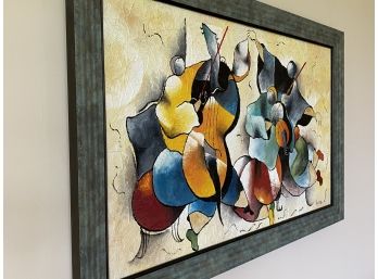 Large Vibrant Painting Of Musicians Signed