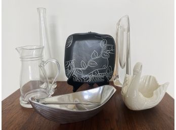Bundle Of Miscellaneous Pewter, Fine China And Crystal Glass Home Decor Items