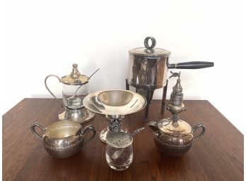 Fabulous Bundle Of Decorative Silver Plate And Pewter Serving Pieces