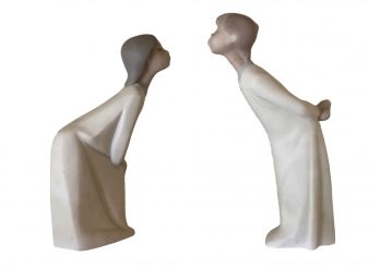Lladro Figurines Boy & Girl Blowing Kisses