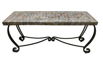 Heavy Mosaic Ceramic Tile And Iron Table