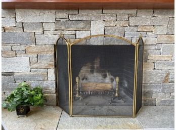 Brass Fire Screen, Decorative Irons And Log Grate