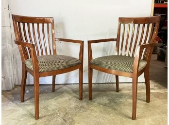 A Pair Of Modern Slat Back Armchairs