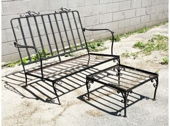 A Vintage Wrought Iron Settee And Ottoman