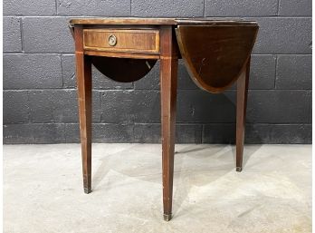 A Vintage Banded Mahogany Drop Leaf Occasional Table