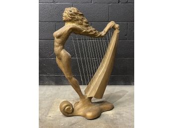 A Large Antique Gilt Figural Table Harp