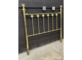 A Brass Full Size Headboard With Porcelain Details