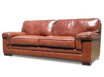 A Gorgeous Modern Sofa In Chestnut Leather