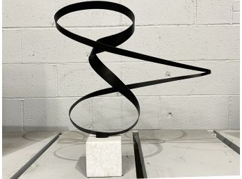 A Modernist Metal Sculpture On Marble Base