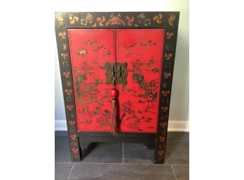 5, Red Chinese Lacquer Cabinet