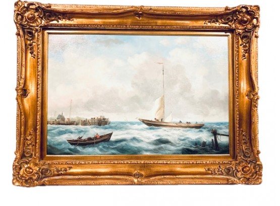The Calm Before The Storm / LARGE Decorative Oil Painting On Canvas In Gilt Frame(LOC:F1)