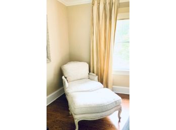 Custom French Bergere Chair And Ottoman In Ivory(LOC:F1)
