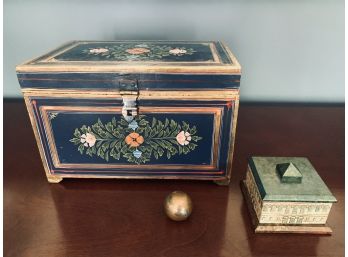 Pair Hand Painted Boxes