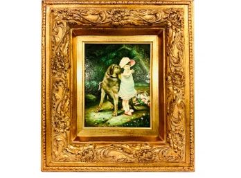 Girls Best Friend / Browner Galleries Decorative Oil Painting On Panel In Gilt Frame(LOC:F1)