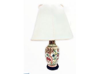 Sweet Asian Cheery Blossom Ceramic Lamp With Linen Shade(LOC:F1)