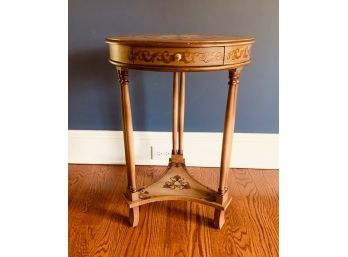 French Country Carved Wood Table W/ Decorative Gilt Detail LOC:F1)