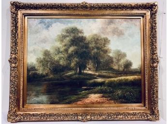 Autumn In The Country / Large Decorative Oil Painting On Canvas In Gilt Frame(LOC:F1)