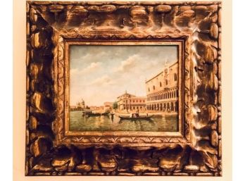 Late Fall Afternoon In Venice / Oil Painting On Canvas In Gilt Frame (LOC:F1)