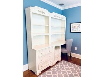 Lexington Girls Room Sweet  Bookshelf Storage Desk Unit In White Matte Lacquer(LOC:F1)