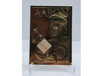 Hank Aaron 23kt Gold Card With Game Used Bat Piece
