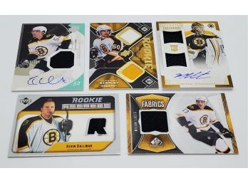 Lot Of 5 Boston Bruins Game Used Jersey Relic And Autographed Cards
