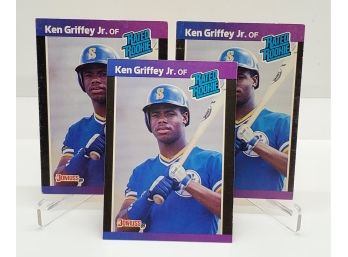 Lot Of Three 1989 Donruss Ken Griffey Jr Rookie Cards