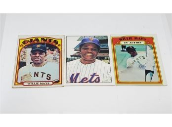 Lot Of 3 Vintage Willie Mays Cards