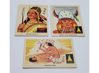 Lot Of 3 Vintage 1959 Fleer Indian Cards
