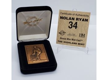 Really Cool Highland Mint Nolan Ryan Bronze Mini Card