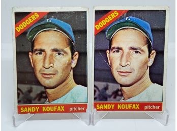 Lot Of 2 Vintage 1966 Topps Sandy Koufax Cards
