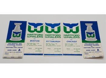 Lot Of 5 Vintage Hartford Whalers Ticket Stubs