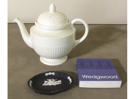 Wedgwood White Teapot &  Black Dish