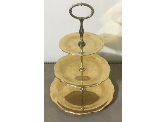 Antique Royal Winton Gold Wash 3 Tier Stand