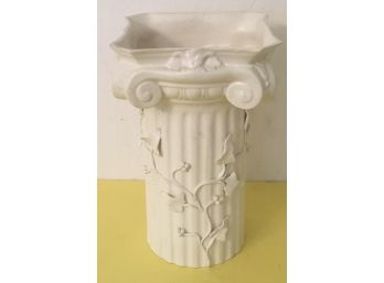 White Ceramic Ivy Pedestal Shape Vase