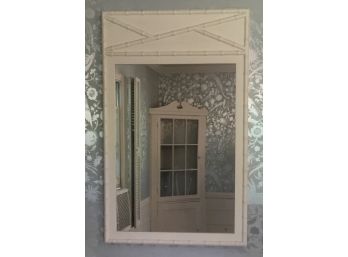 VIntage Large White Bamboo Style Mirror, A