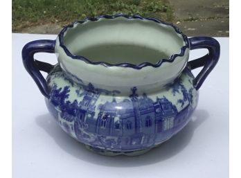 Antique Transfer Ware Blue Double Handled Bowl