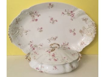 Antique Limoges Platter & Vegetable Bowl.