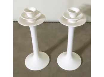 Fitz & Floyd White Porcelain Candlesticks