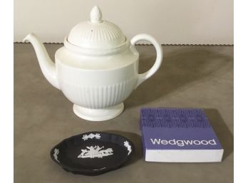 Wedgwood White Teapot &  Black Dish